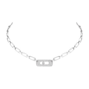 Collier Messika Move Link en or blanc et diamants