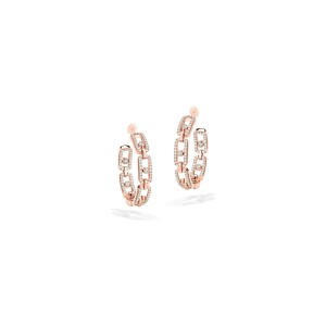 Boucles d'oreilles créoles Messika Move Link PM en or rose et diamants