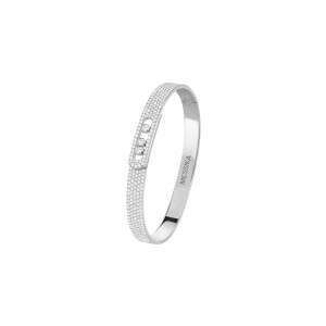 Bracelet bangle Messika Move Noa pavé en or blanc et diamants