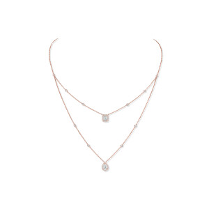 Collier Messika My Twin 2 rangs en or rose et diamants 2x0.40ct
