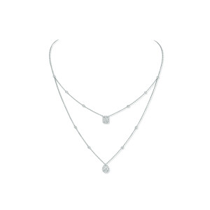 Collier Messika My Twin 2 rangs en or blanc et diamants 2x0.40ct