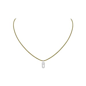Collier cordon Messika Care(s) kaki pavé en or blanc et diamants