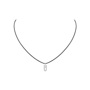 Collier cordon Messika Care(s) noir pavé en or blanc et diamants