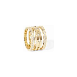 Bague dinh van Pulse pavée 3 rangs en or jaune et diamants