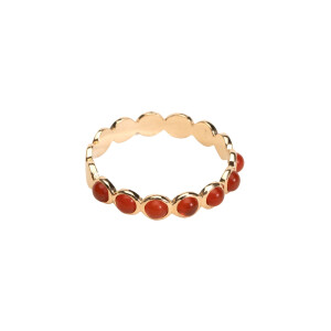 Bague Ana & Cha Mimi en plaqué or jaune et agate rouge