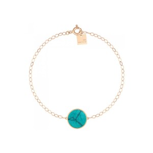 Bracelet Ginette NY EVER DISC en or rose et turquoise