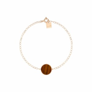 Bracelet Ginette NY EVER DISC en or rose et oeil de tigre