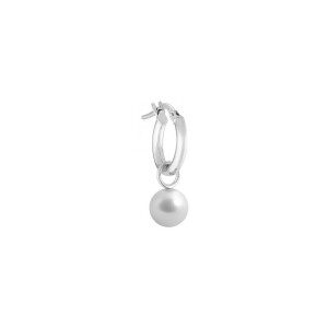 Boucle d'oreille Claverin Pure unitaire simply en or blanc et perle blanche