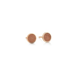 Boucles d'oreilles Ginette NY EVER DISC en or rose et pierre de sable