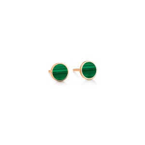 Boucles d'oreilles Ginette NY EVER DISC en or rose et malachite