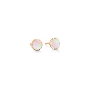 Boucles d'oreilles Ginette NY EVER DISC en or rose et nacre rose