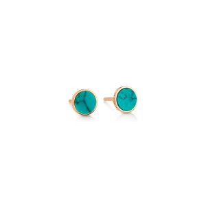 Boucles d'oreilles Ginette NY EVER DISC en or rose et turquoise