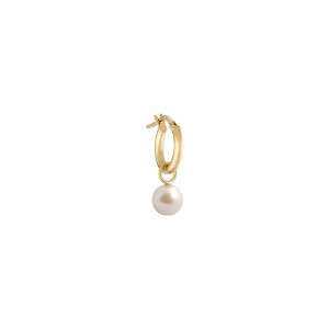 Boucle d'oreille Claverin Pure unitaire simply en or jaune et perle blanche