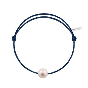Bracelet Claverin simply pearly sur cordon bleu marine en argent et perle blanche