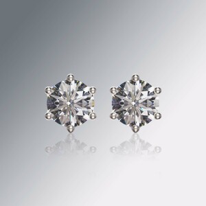 Platinum 6-Claw Round Diamond Earrings
