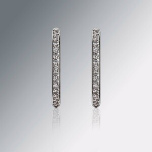Platinum Pin Claw Diamond Hoop Earrings