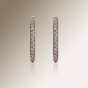 Rose Gold Pin Claw Diamond Hoop Earrings