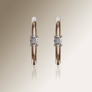 Rose Gold Oval Claw Solitaire Diamond Hoops
