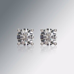 White Gold 4-Claw Solitaire Round Diamond Earrings