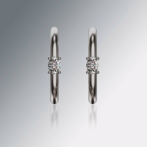 White Gold Oval Claw Solitaire Diamond Hoops