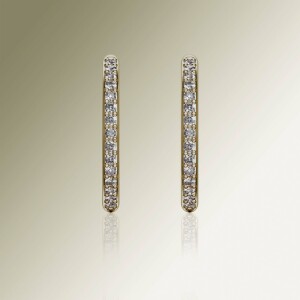 Yellow Gold Pin Claw Diamond Hoop Earringsg