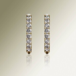 Yellow Gold Round Claw Diamond Huggies