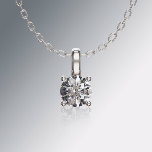 Platinum  4-Claw Solitaire Round Diamond Pendant