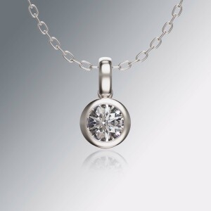 Platinum Tube Solitaire Round Diamond Pendant