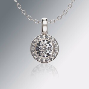 Platinum Halo Round Diamond Pendant