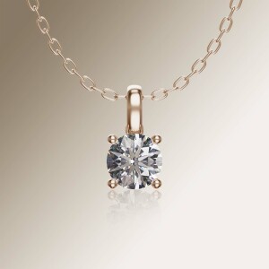Rose Gold 4-Claw Solitaire Round Diamond Pendant