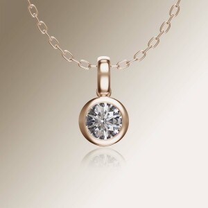 Rose Gold Tube Solitaire Round Diamond Pendant