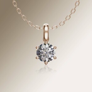 Rose Gold 6-Claw Solitaire Round Diamond Pendant