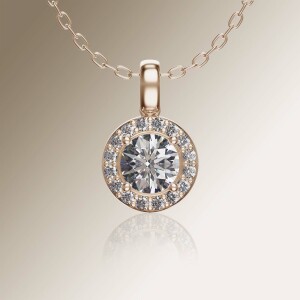 Rose Gold Halo Round Diamond Pendant