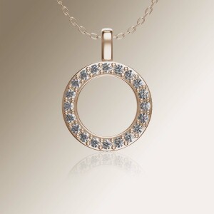 Rose Gold Circle of Life Pin Claw Diamond Pendant