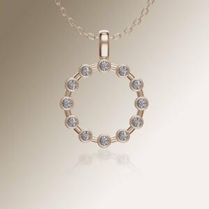 Rose Gold Circle of Life Tube Diamond Pendant