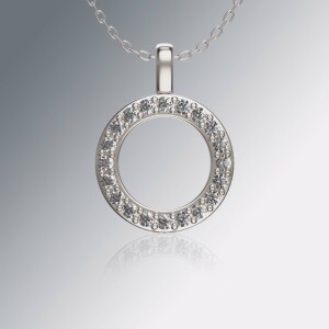 White Gold Circle of Life Pin Claw Diamond Pendant
