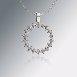 White Gold Circle of Life Claw Diamond Pendant