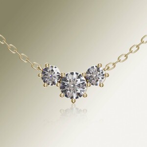 Yellow Gold Trilogy Round Diamond Pendant