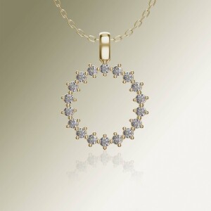 Yellow Gold Circle of Life Claw Diamond Pendant