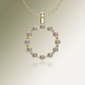 Yellow Gold Circle of Life Tube Diamond Pendant