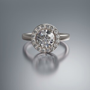 Platinum Halo Round Diamond Ring