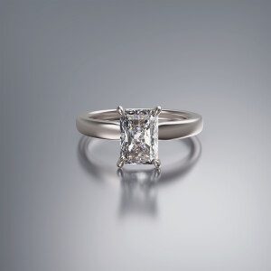 Platinum 4-Claw Solitaire Radiant Cut Diamond Ring