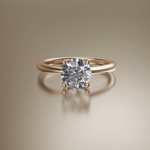 Rose Gold 4-Claw Solitaire Round Diamond Ring
