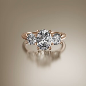 Rose Gold Trilogy Oval Diamond Ring