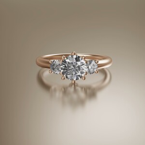 Rose Gold Trilogy Round Diamond Ring