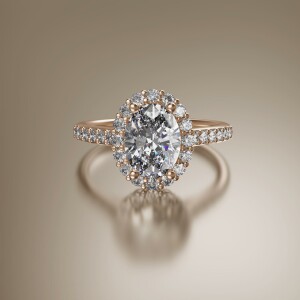 Rose Gold Halo Oval Diamond Ring