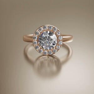Rose Gold Halo Round Diamond Ring