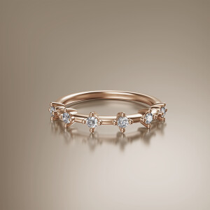 Rose Gold Spaced Claw Eternity Diamond Ring