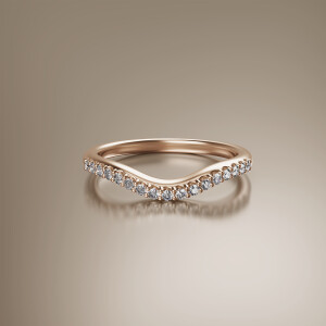 Rose Gold Pin Claw Curved Eternity Diamond Ring
