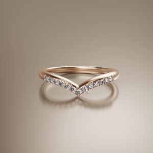 Rose Gold Pin Claw Wishbone Eternity Diamond Ring